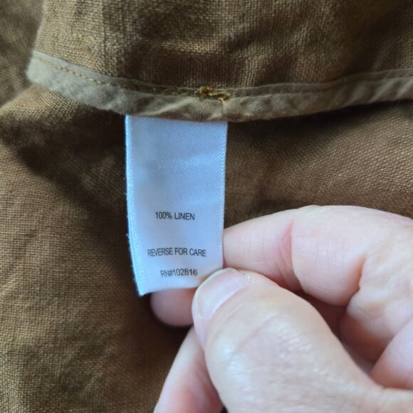 Garnet Hill Modern Linen Topper Jacket Women's XL Tobacco Linen Coastal Boho - Picture 7 of 12